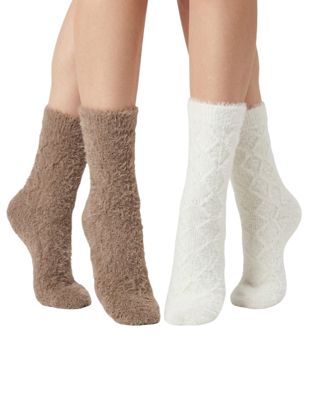 Cdeck Women’s Soft & Warm Woolen Fuzzy Socks | Cozy Thick Winter Socks for Women | Brown & White Combo