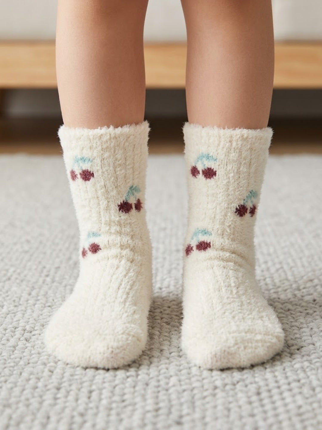 Cdeck Kids Winter Woolen Socks for Boys & Girls | Soft Fuzzy Warm Socks with Anti-Skid Sole  | 4–12 Years | Pack of 3