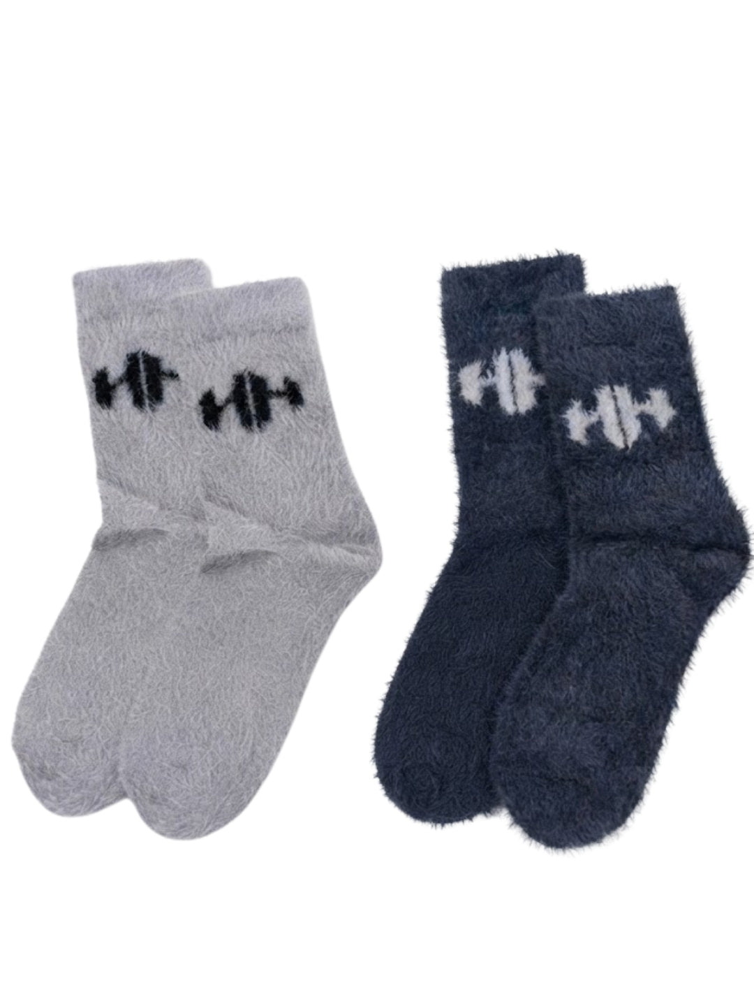 Cdeck Men’s Hair Wool Winter Socks | 2 Pair Combo | Soft, Warm, Fuzzy & Stretchable | Grey & Navy Blue