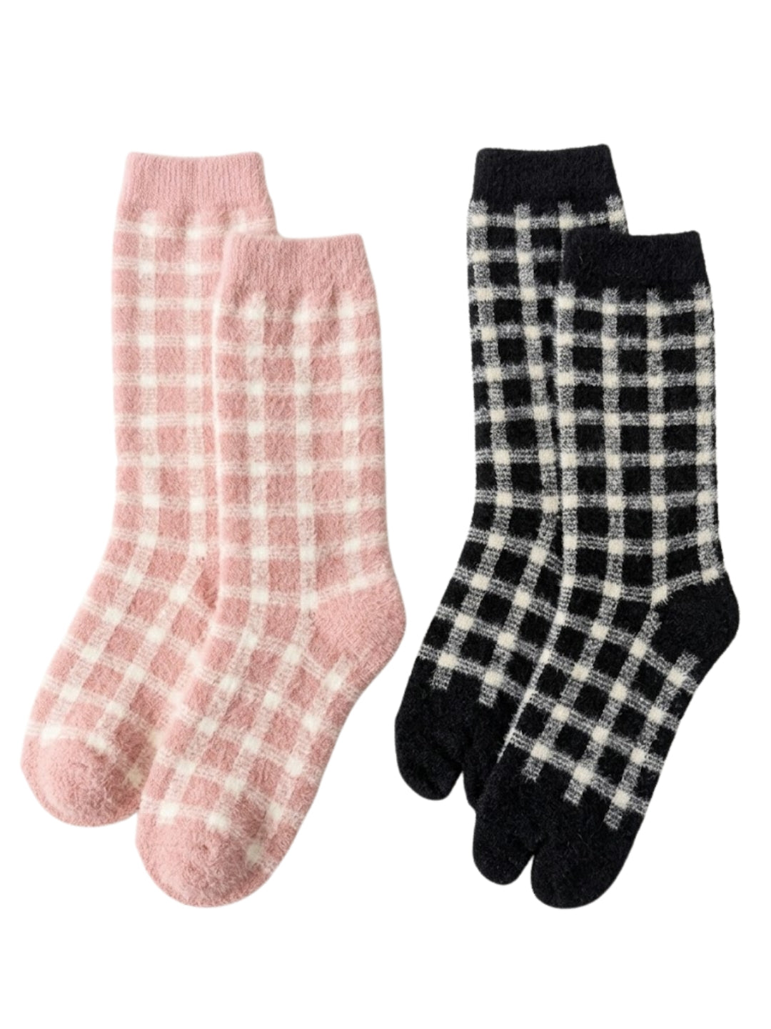 Cdeck Women’s Premium Soft Fuzzy Checkered Warm Winter Socks Combo for Women | Free Size | Pink & Black