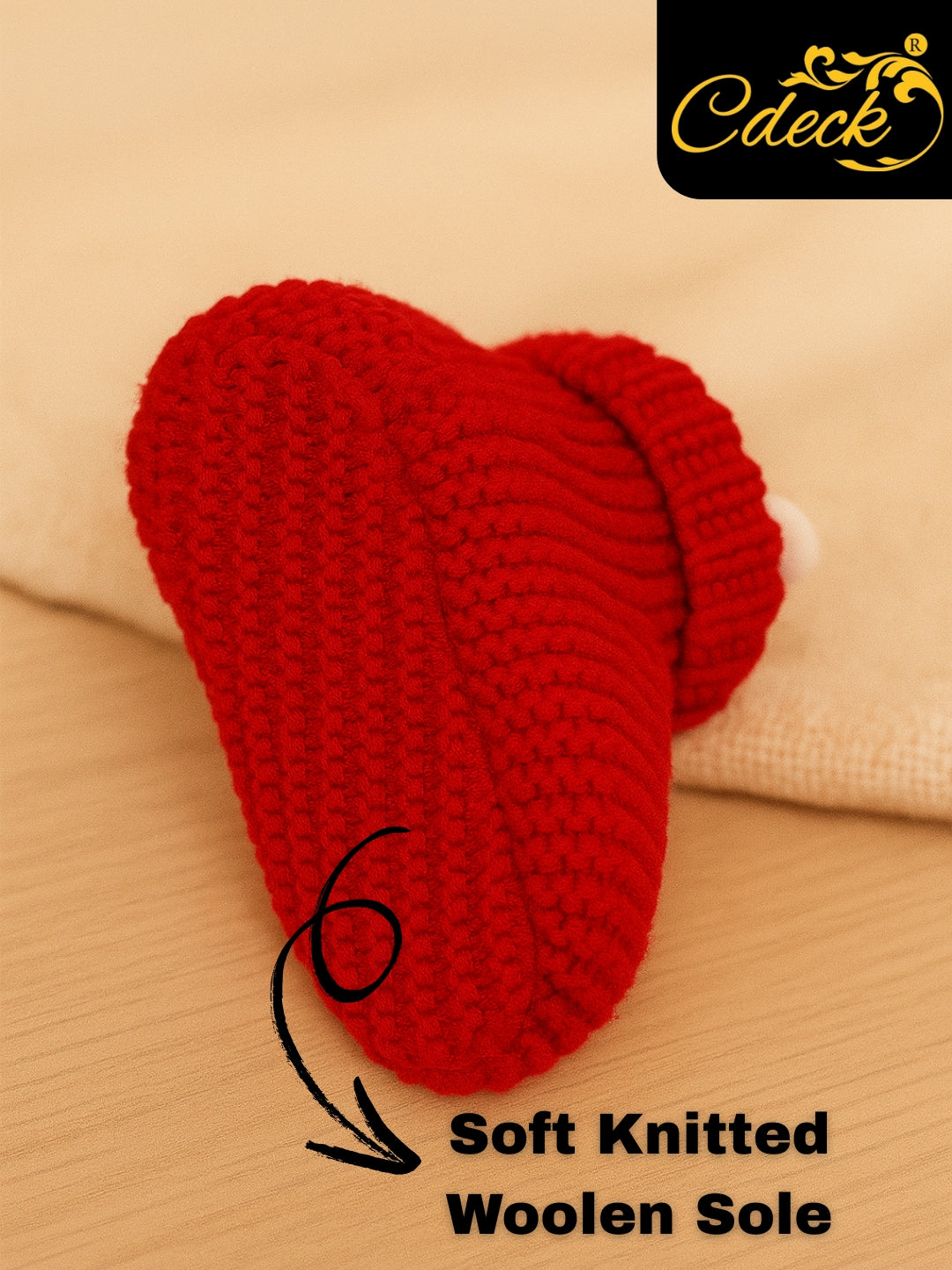 Cdeck Hand Knitted Baby Woolen Booties | Soft, Warm & Comfortable Newborn Footwear | 0–12 Months