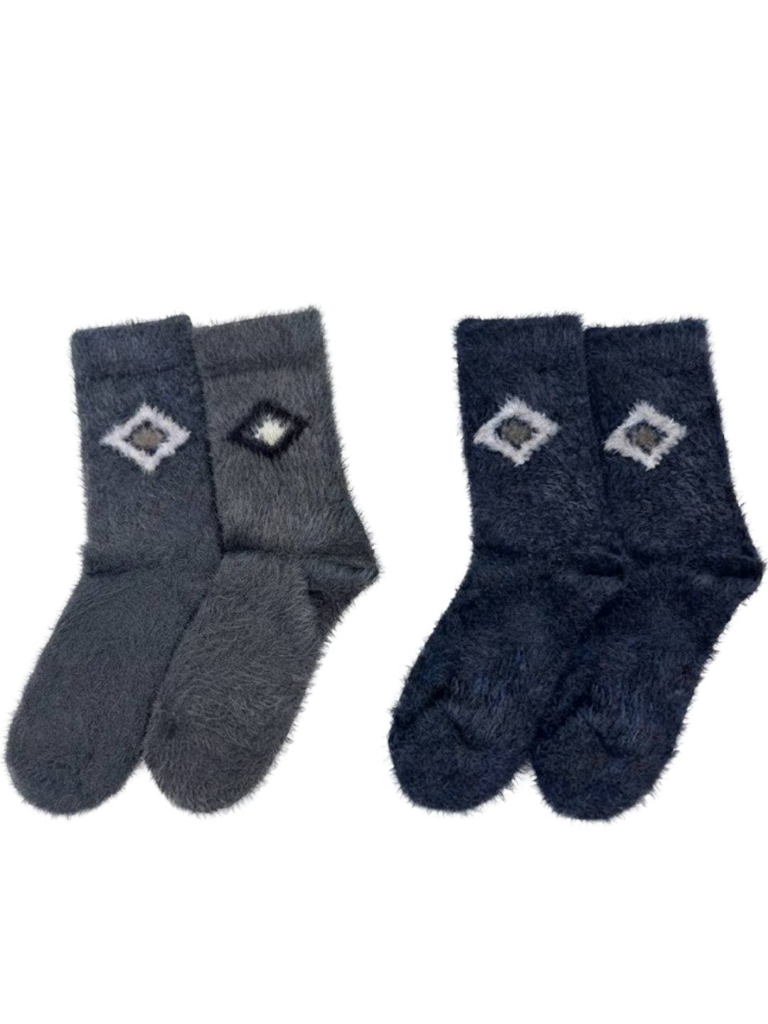 Cdeck Men’s Hair Wool Winter Socks | 2 Pair Set | Soft, Warm & Stretchable| Navy Blue & Grey