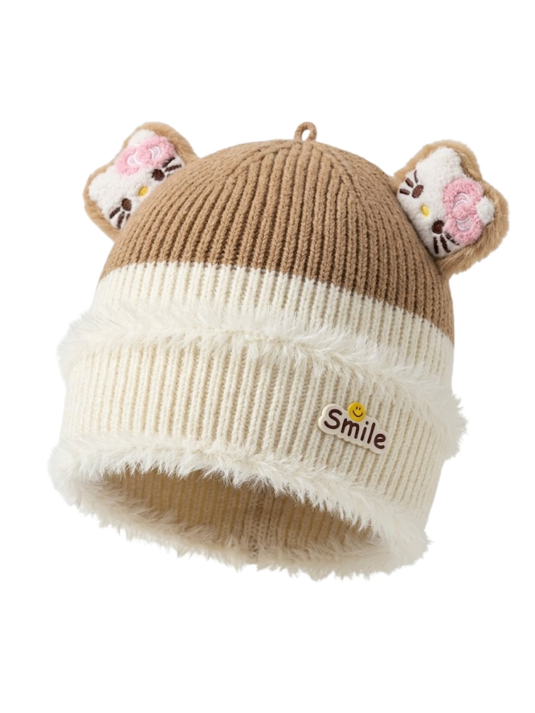 Cdeck Kids Woolen Winter Cap for Boys & Girls | Warm & Comfortable Winter Wear | 2–4 Years |Beige