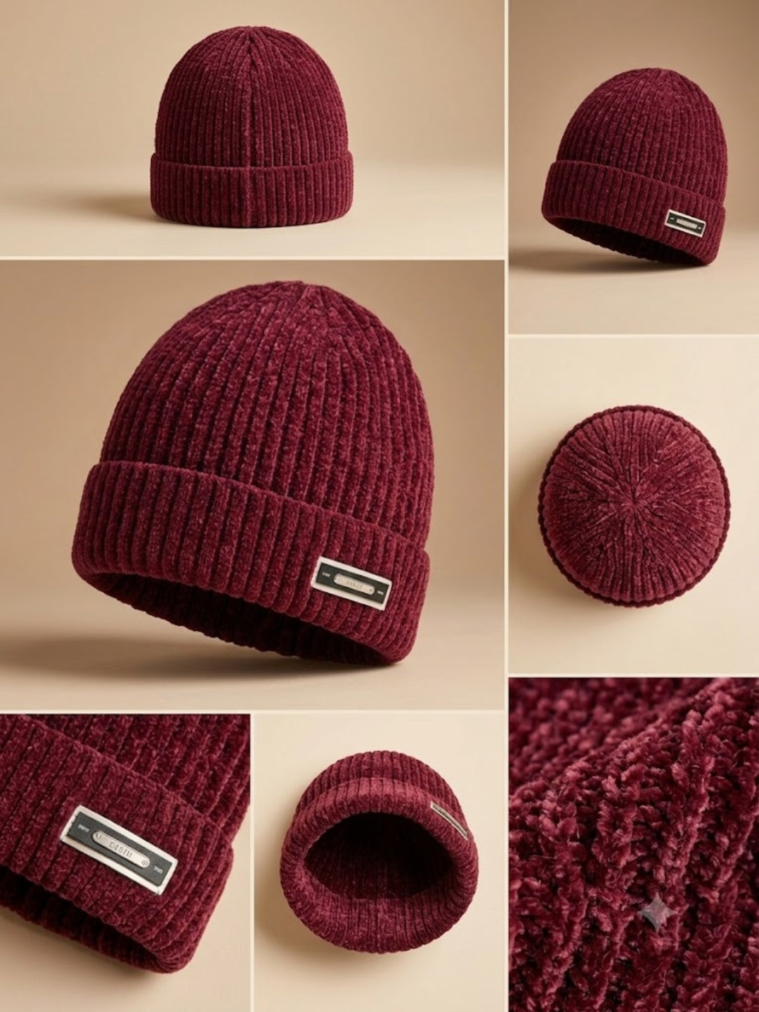 Cdeck Women Woolen Cap | Soft Knitted Winter Beanie for Women | Warm & Stylish Winter Wear | Free Size |Burgundy