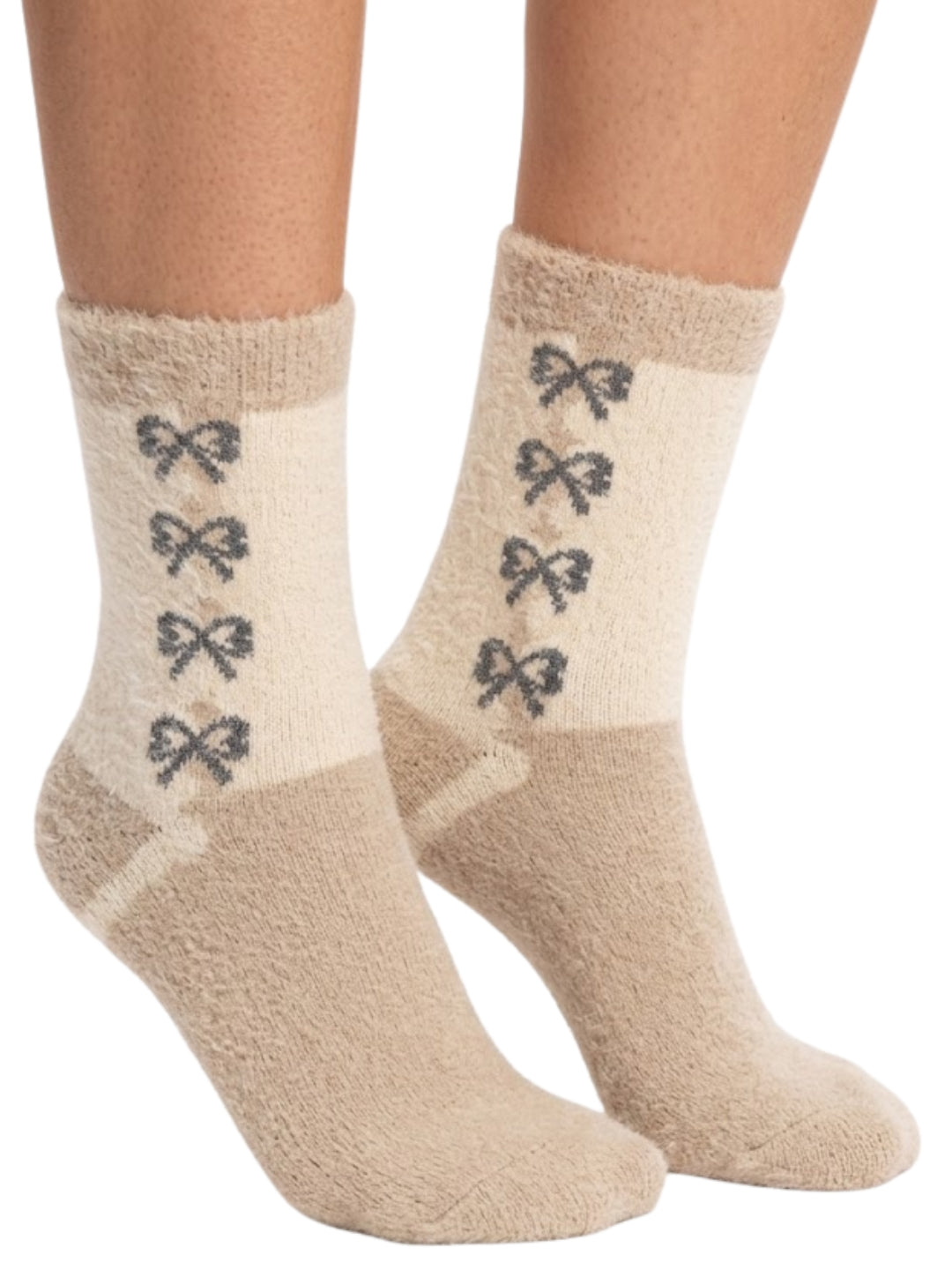 Cdeck Women Premium Hair Wool Socks | Warm & Comfortable | Free Size | Cream & Brown