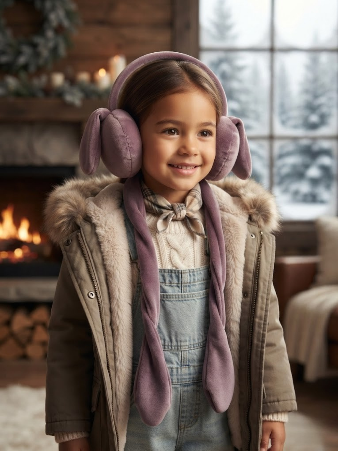 Cdeck Velvet Earmuffs for Girls & Women, Soft Warm Winter Earmuffs with Long Hanging Ear Covers, Free Size