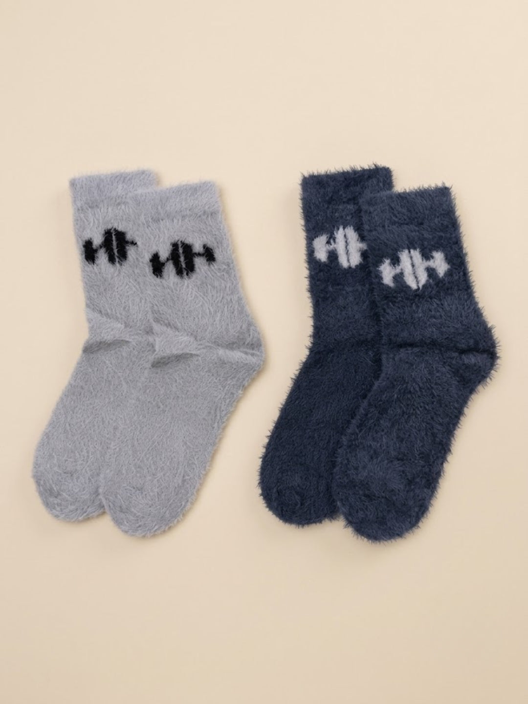 Cdeck Men’s Hair Wool Winter Socks | 2 Pair Combo | Soft, Warm, Fuzzy & Stretchable | Grey & Navy Blue