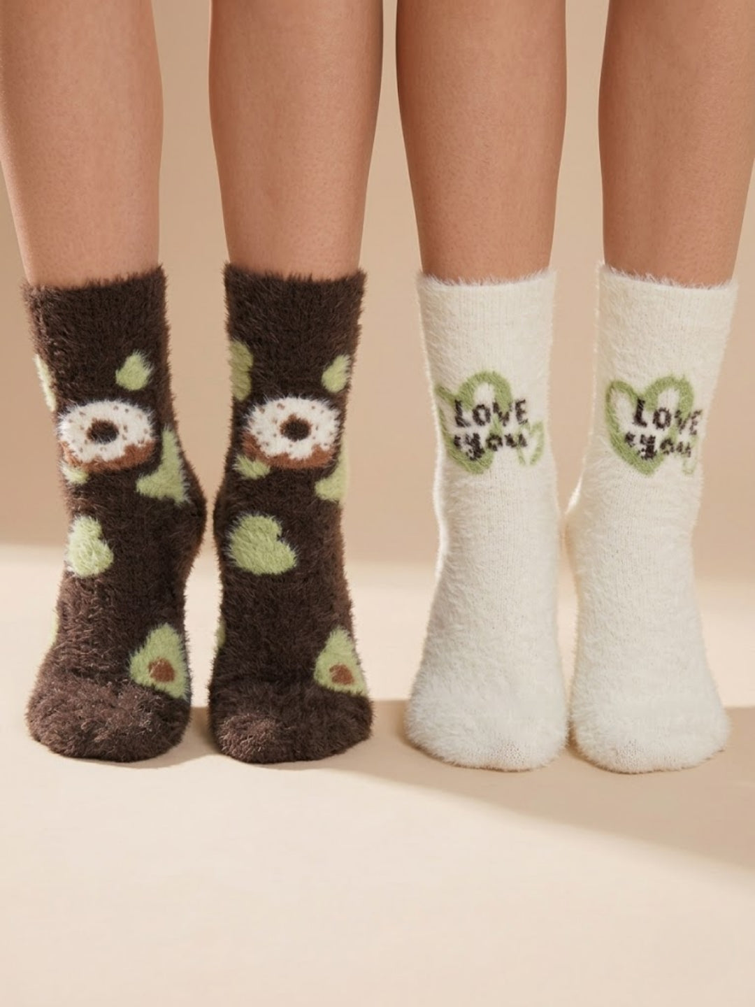 Cdeck Women’s Soft & Warm Fuzzy Winter Socks with Cozy Fluffy Fabric | Free Size | Brown & Cream