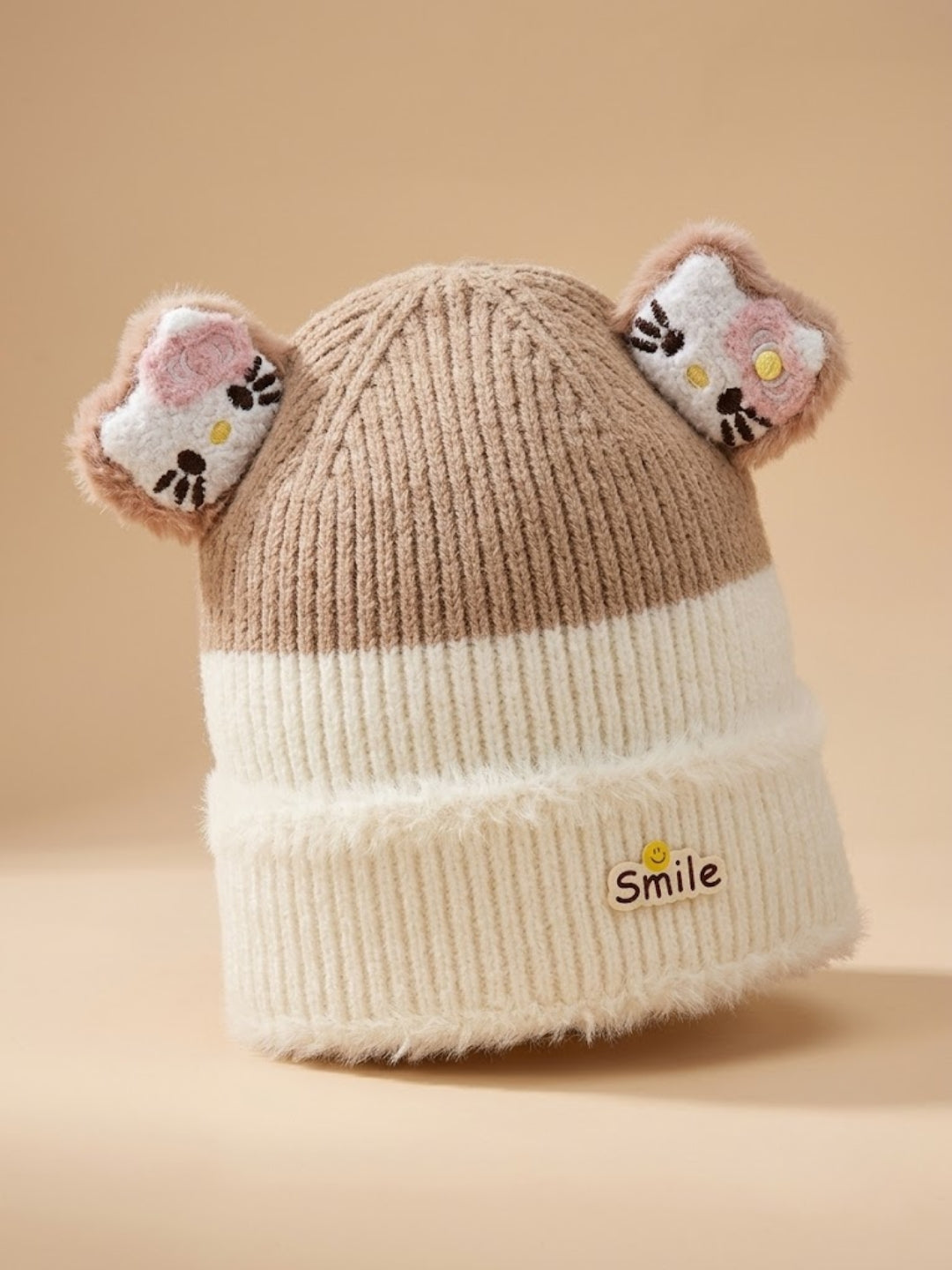 Cdeck Kids Woolen Winter Cap for Boys & Girls | Warm & Comfortable Winter Wear | 2–4 Years |Beige