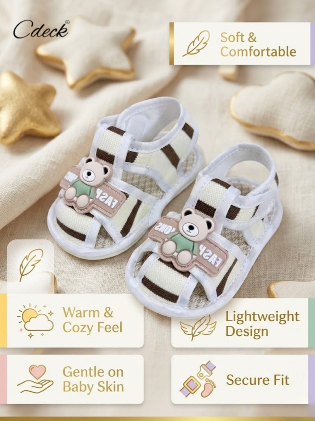 Cdeck Baby Summer Sandals | Lightweight & Comfortable Footwear for Kids | 3-18 months