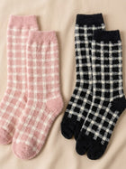 Cdeck Women’s Premium Soft Fuzzy Checkered Warm Winter Socks Combo for Women | Free Size | Pink & Black