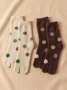 Cdeck Premium Warm Socks for Women | Soft Cozy Rabbit Hair Wool | Polka Dot Design | Beige & Brown