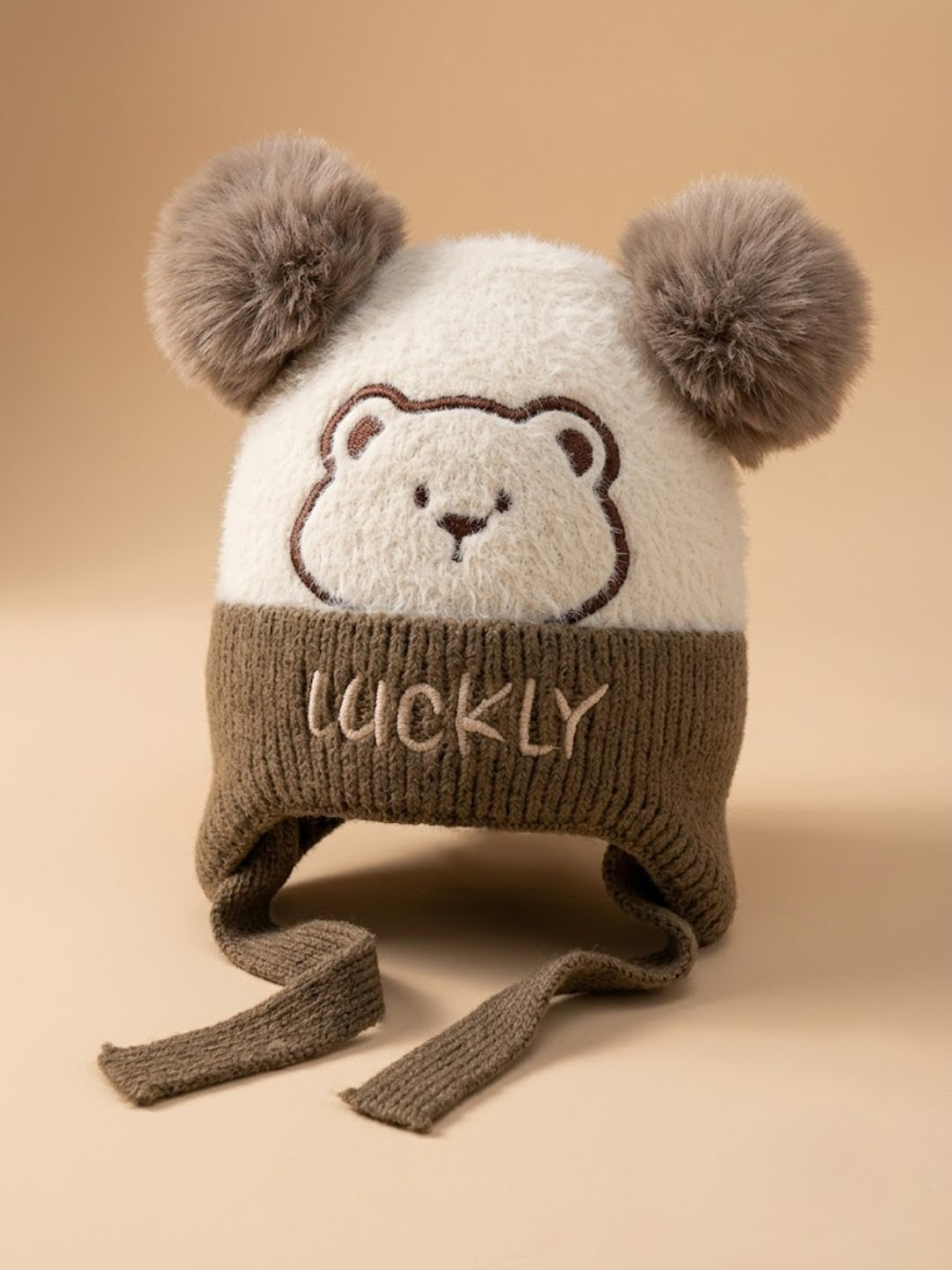 Cdeck Kids Woolen Winter Cap for Boys & Girls | Warm & Comfortable Winter Wear | 2–4 Years | Beige