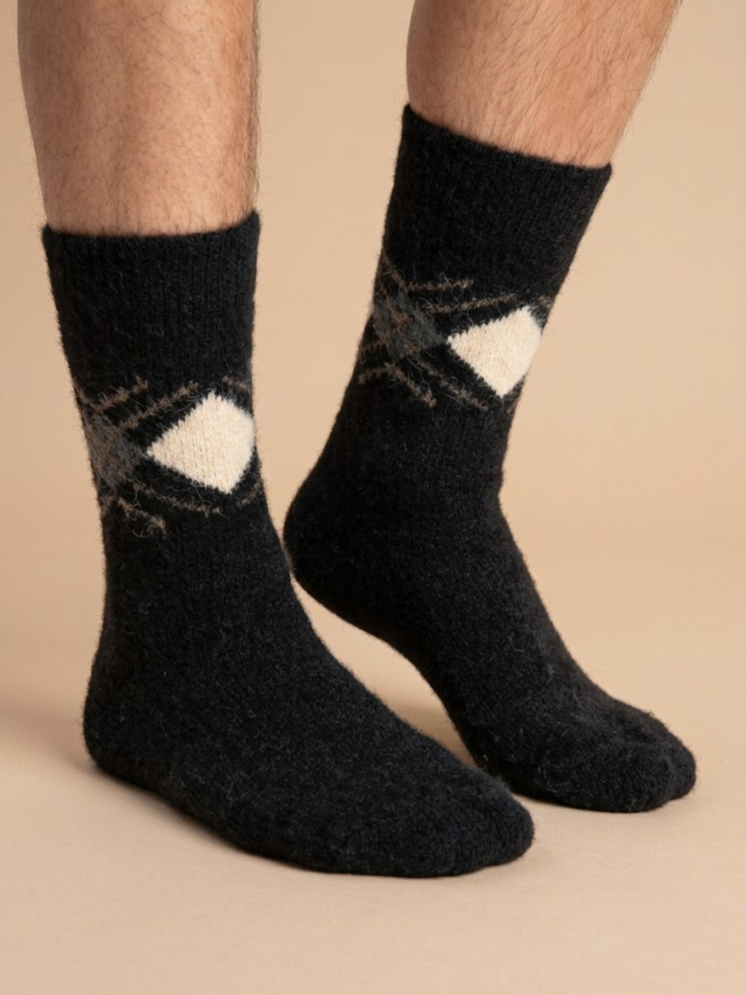Cdeck Men’s Premium Hair Wool Winter Socks  | Soft, Fuzzy, Warm & Comfortable | Black | Free Size