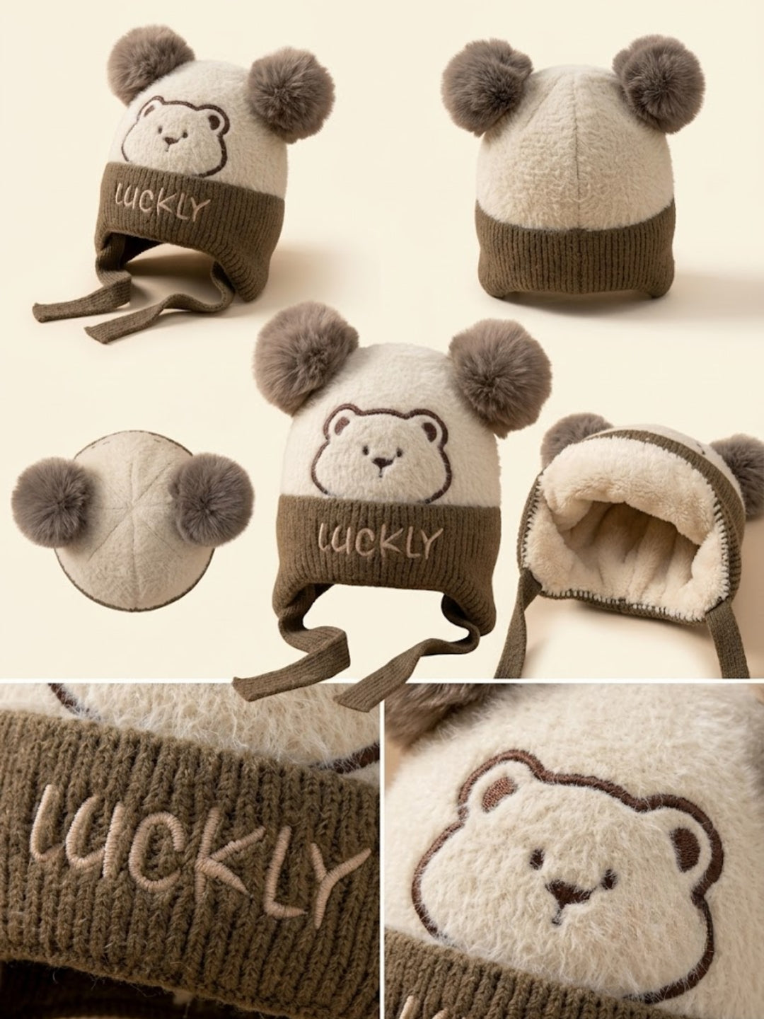 Cdeck Kids Woolen Winter Cap for Boys & Girls | Warm & Comfortable Winter Wear | 2–4 Years | Beige