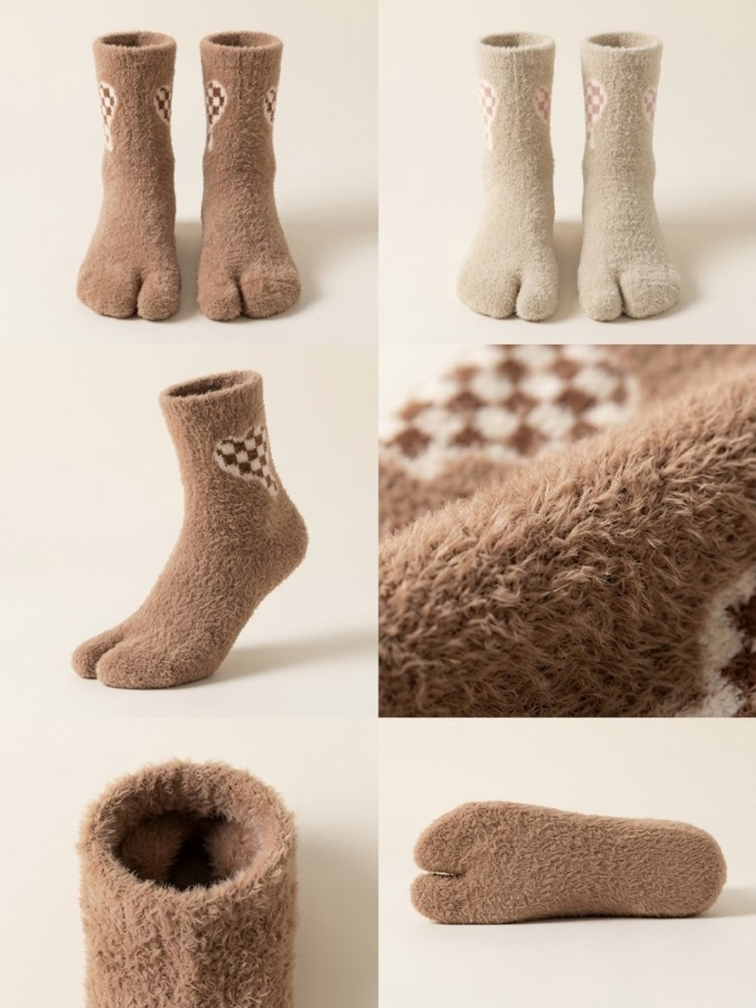 Cdeck Women’s Premium Fuzzy Socks – Cute Bunny Design | Warm Winter Socks | Free Size | Brown & Cream Combo