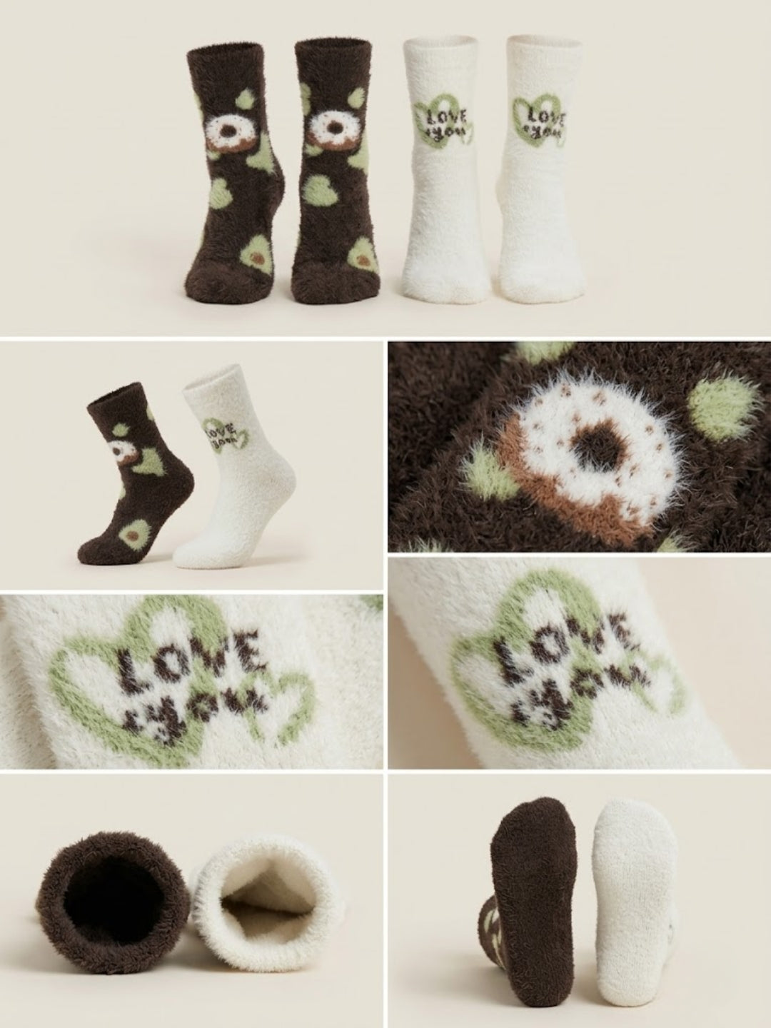 Cdeck Women’s Soft & Warm Fuzzy Winter Socks with Cozy Fluffy Fabric | Free Size | Brown & Cream