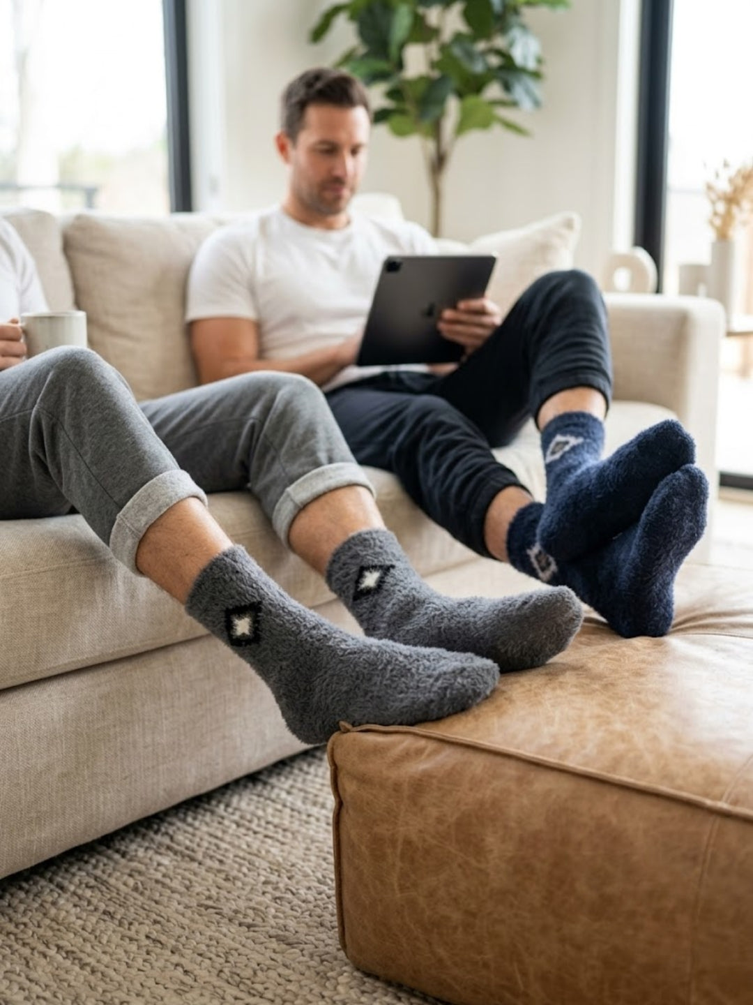 Cdeck Men’s Hair Wool Winter Socks | 2 Pair Set | Soft, Warm & Stretchable| Navy Blue & Grey
