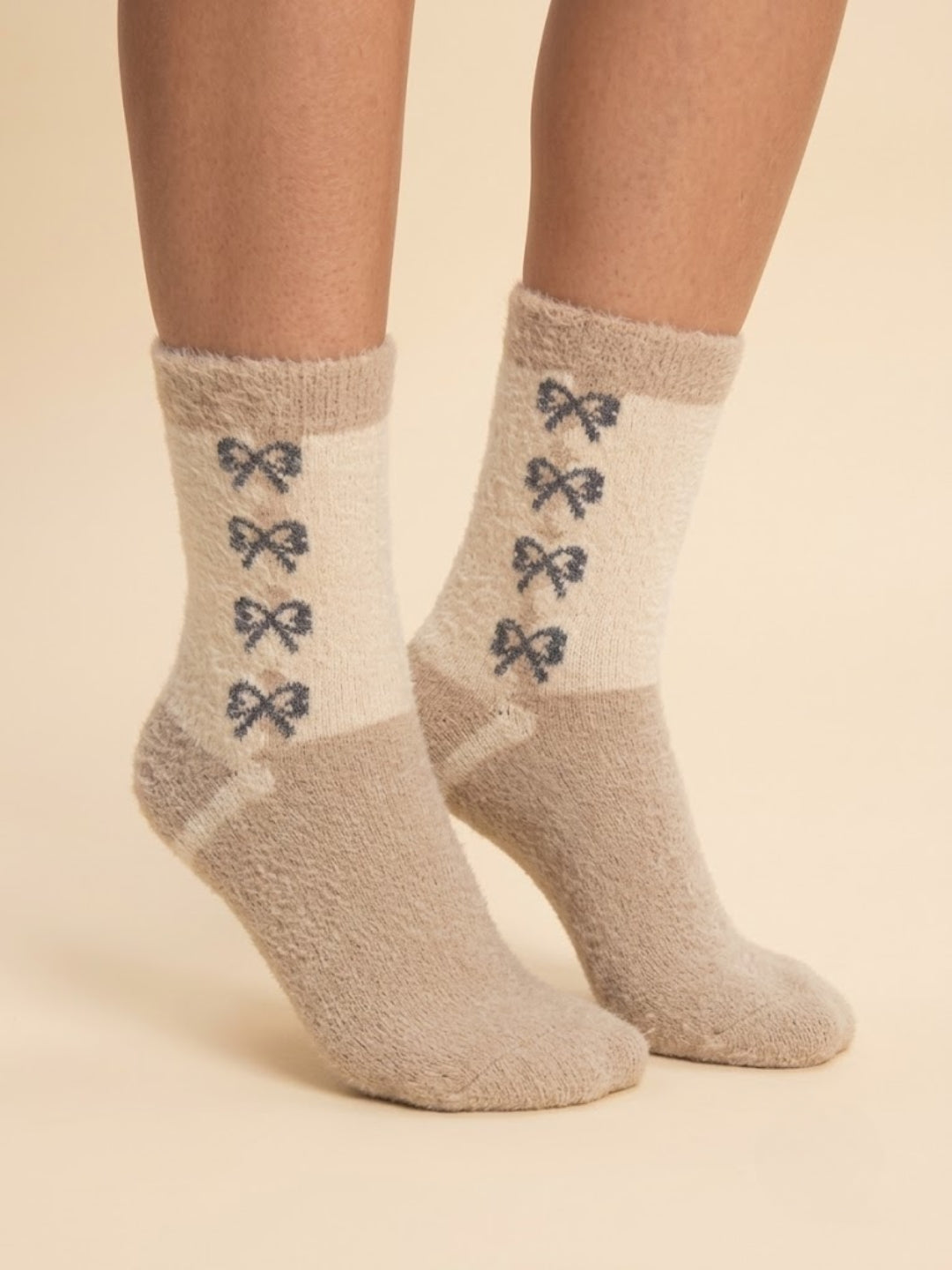Cdeck Women Premium Hair Wool Socks | Warm & Comfortable | Free Size | Cream & Brown