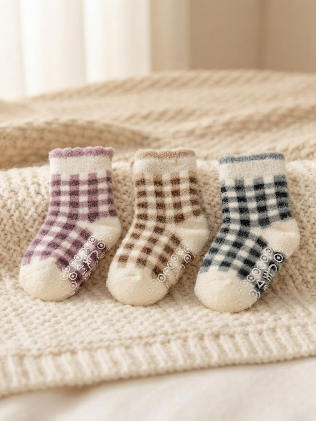 Cdeck Kids Winter Woolen Socks | Rabbit Hair Wool Soft Warm Stretchable Socks for Boys & Girls | 0–4 Years | Pack of 3 | Multicolor