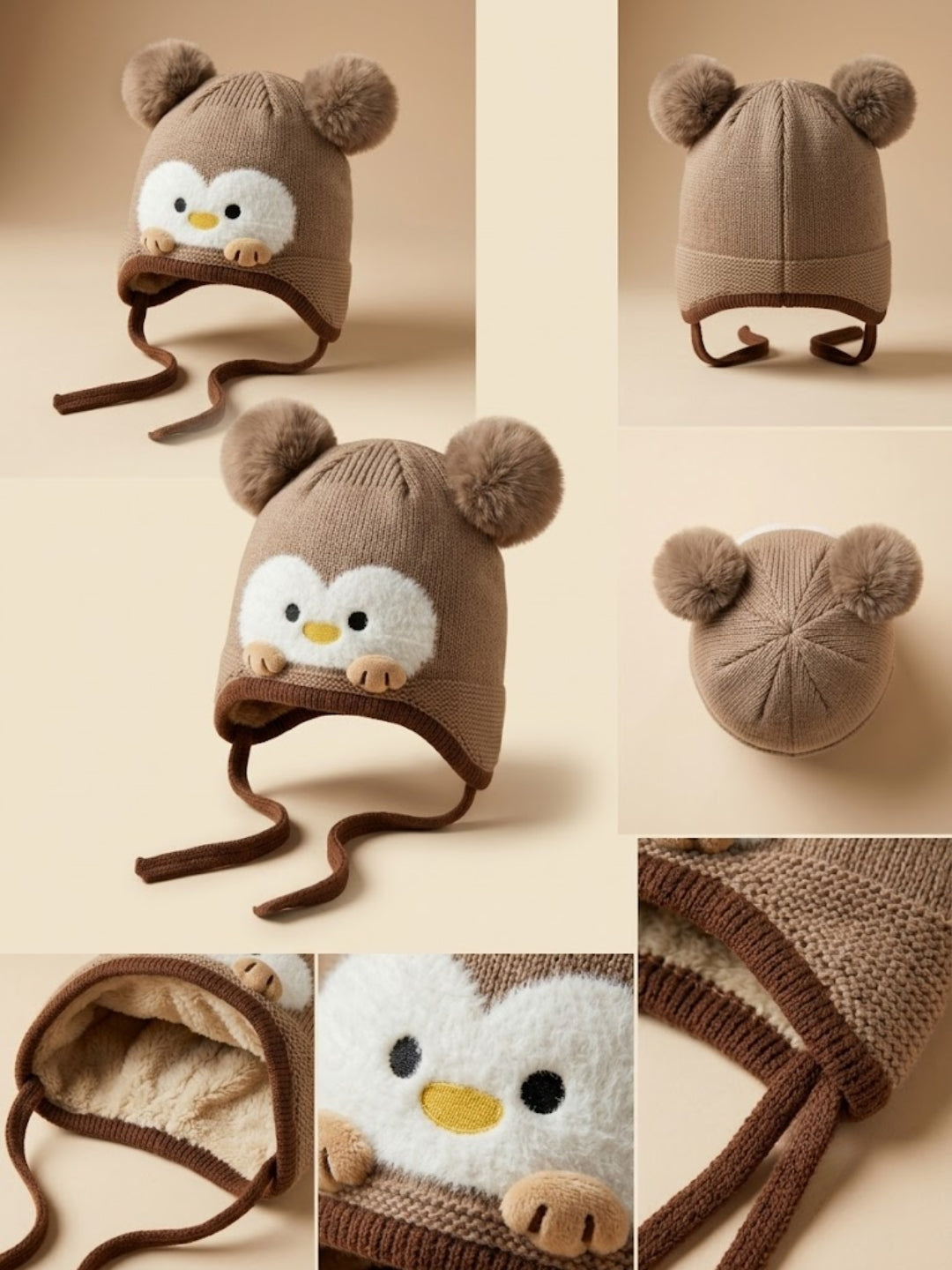 Cdeck Kids Woolen Winter Cap for Boys & Girls | Warm & Comfortable Winter Wear | 2–4 Years |Brown