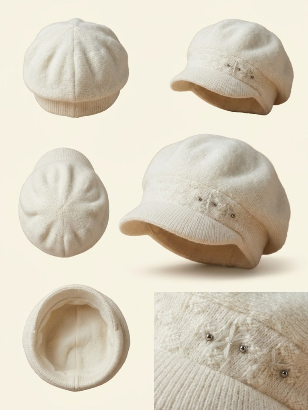Cdeck Women Woolen Cap | Soft Knitted Winter Beanie for Women | Warm & Stylish Winter Wear | Free Size | Cream