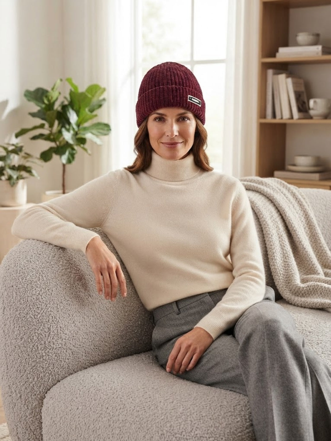 Cdeck Women Woolen Cap | Soft Knitted Winter Beanie for Women | Warm & Stylish Winter Wear | Free Size |Burgundy