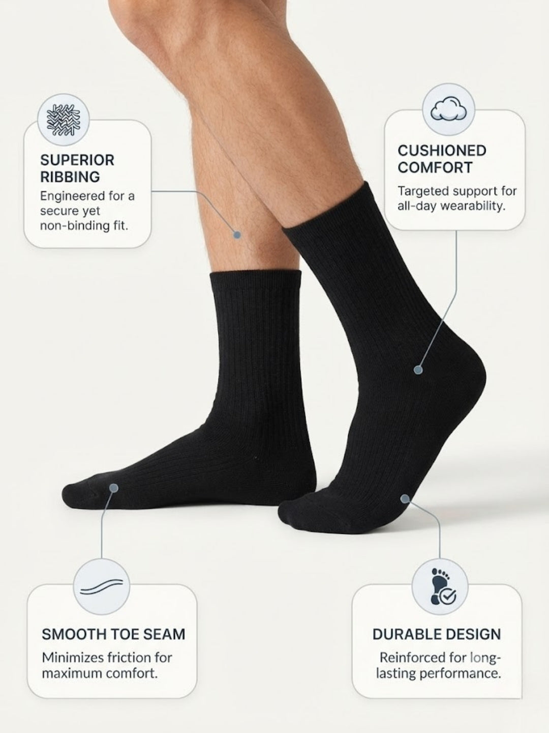 Cdeck Unisex Woolen Socks for Men & Women | Warm Soft Winter Socks  | Cozy Comfortable Cold Weather Footwear| Black