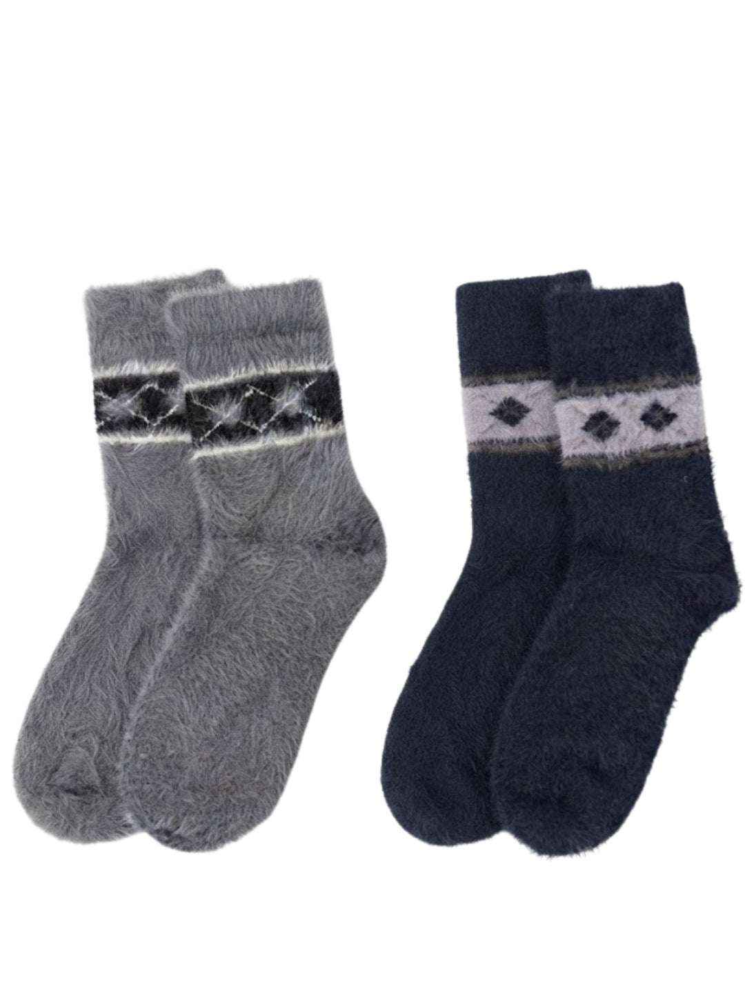 Cdeck Men’s Premium Hair Wool Winter Socks Combo| Soft, Warm & Comfortable Free Size | Grey & Navy Blue