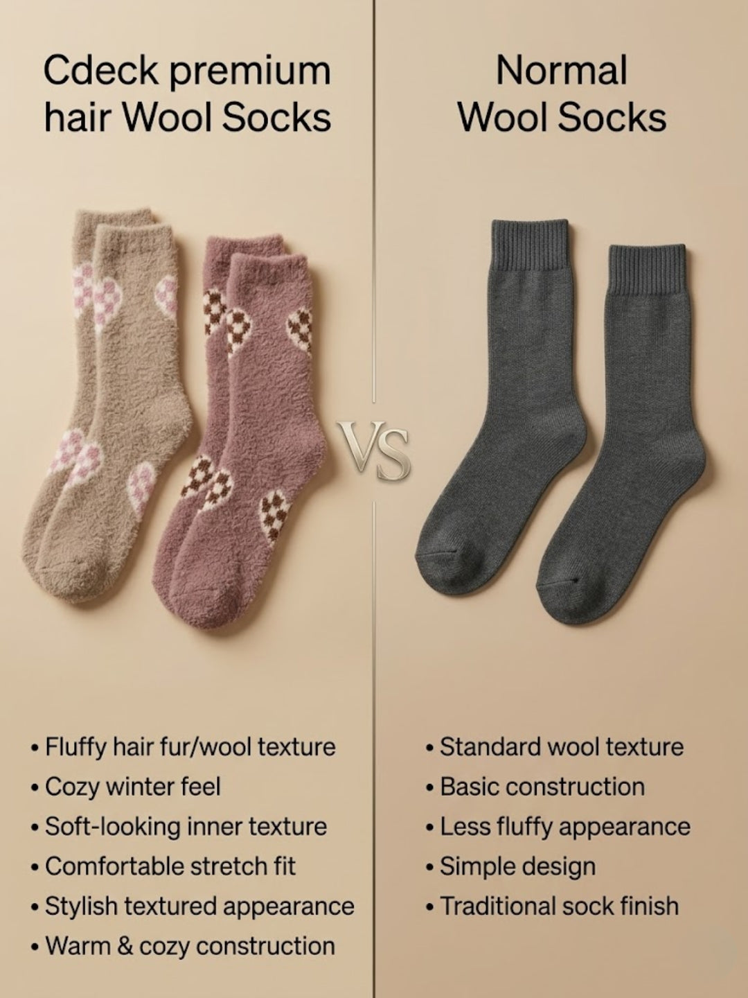 Cdeck Women’s Premium Fuzzy Socks – Cute Bunny Design | Warm Winter Socks | Free Size | Brown & Cream Combo