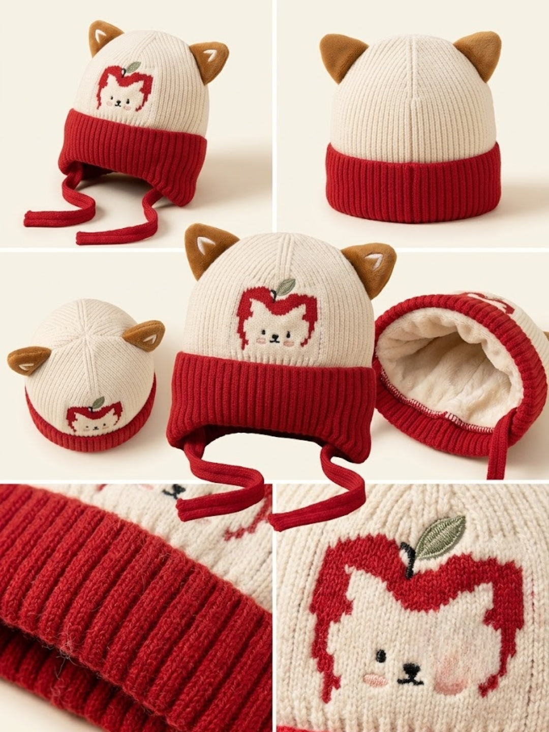 Cdeck Kids Woolen Winter Cap for Boys & Girls | Warm & Comfortable Winter Wear | 2–4 Years | Red
