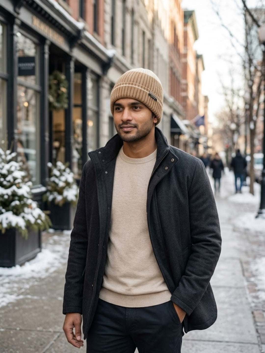 Cdeck Men’s Winter Woolen Cap | Ribbed Knit Beanie | Free Size | Soft & Warm  | Brown