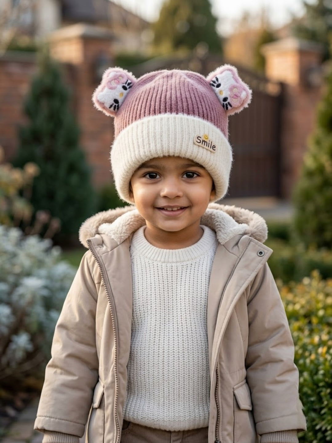 Cdeck Kids Woolen Winter Cap for Boys & Girls | Warm & Comfortable Winter Wear | 2–4 Years | Pink