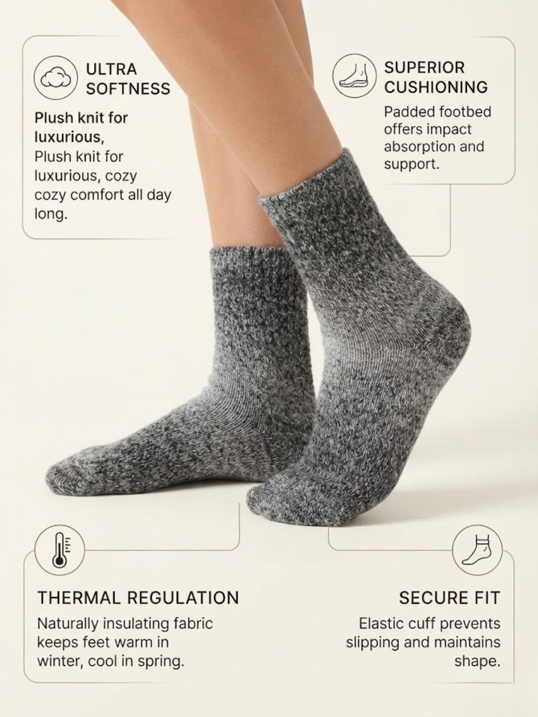 Cdeck Unisex Premium Fuzzy Socks – Extra Soft Warm Cozy Winter Socks for Men & Women | Comfortable Stretch Fit | Free Size | Lavender