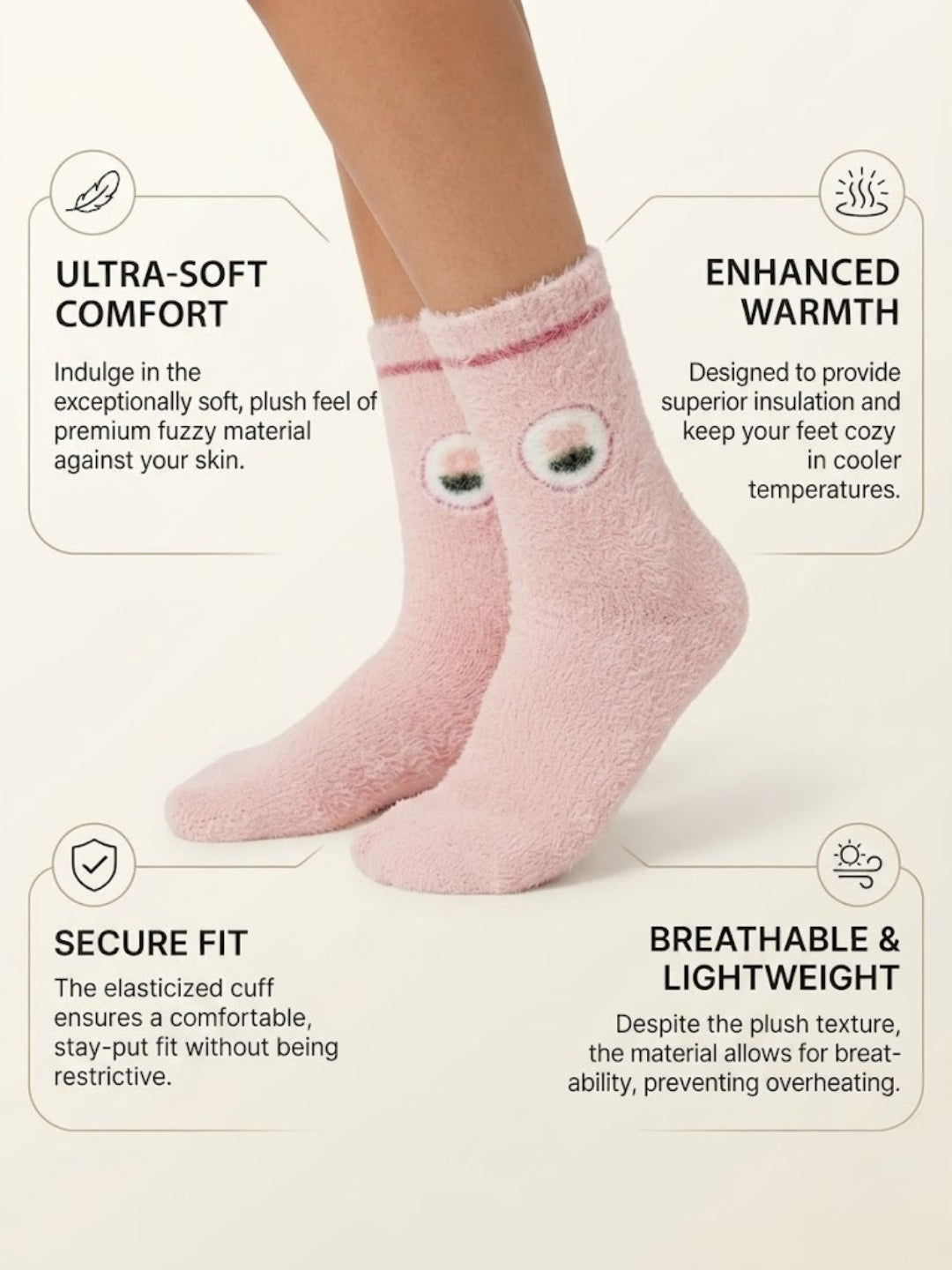 Cdeck Women’s Premium Rabbit Hair Wool Socks – Soft Fuzzy Mid-Calf Warm Winter Socks