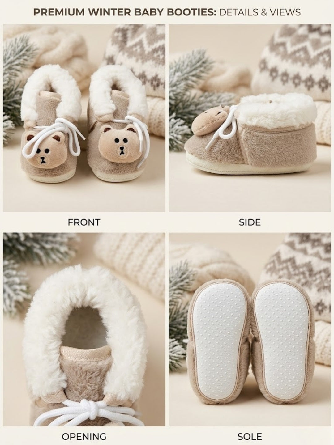 Cdeck Winter Booties for Girls & Boys | Soft, Warm & Comfortable Baby Footwear | 3–18 Months