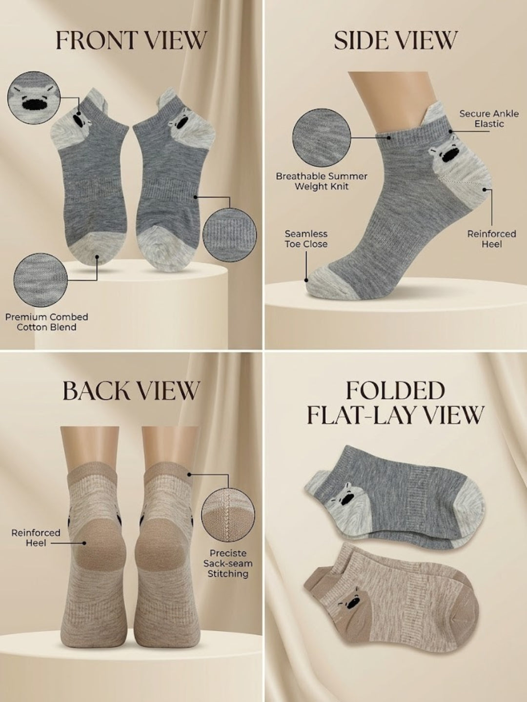 Cdeck Women Cotton Ankle Socks | Soft, Comfortable & Breathable Everyday Socks
