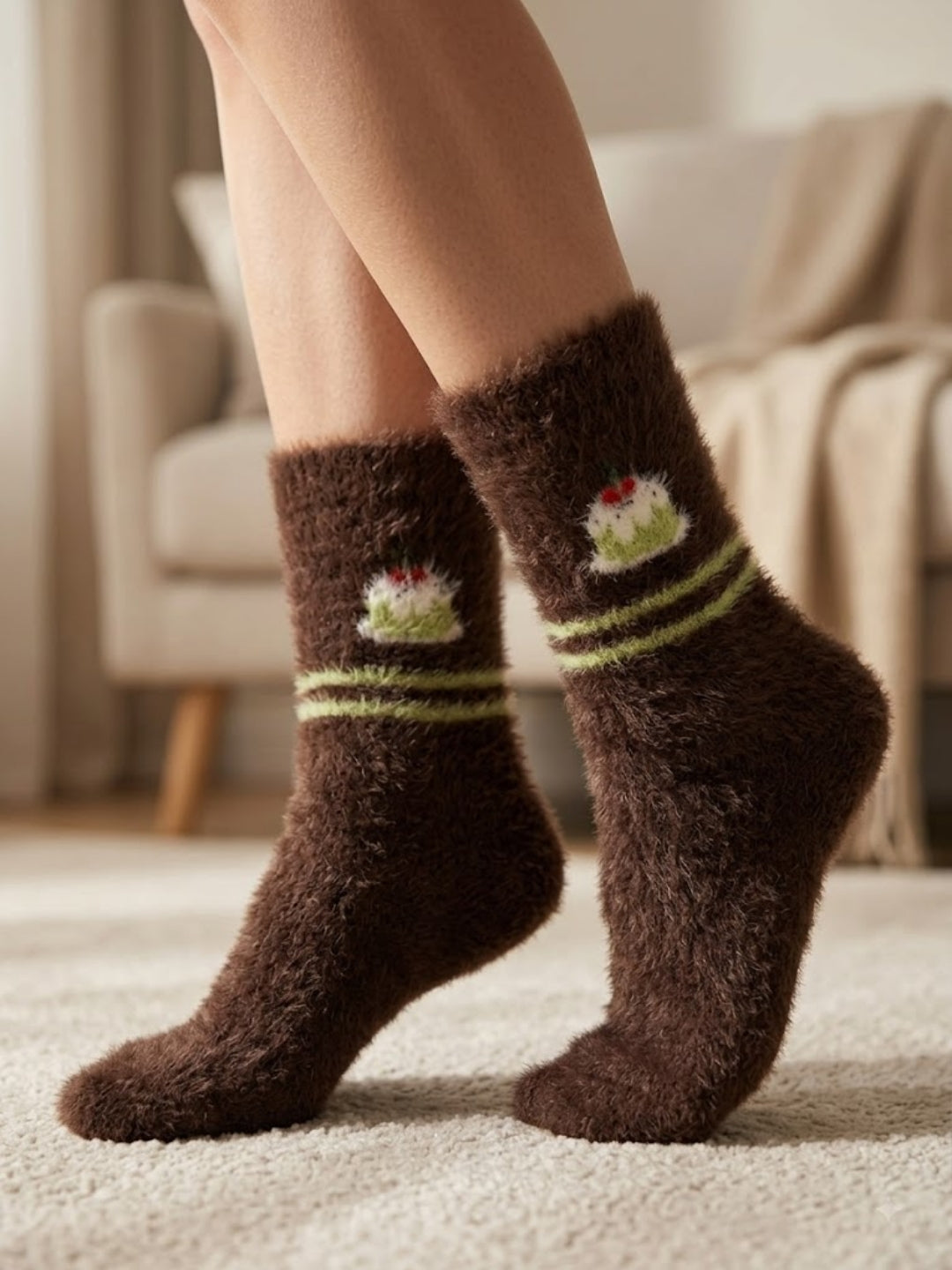 Cdeck Women’s Soft & Warm Woolen Fuzzy Socks | Cozy Thick Winter Socks for Women | Brown