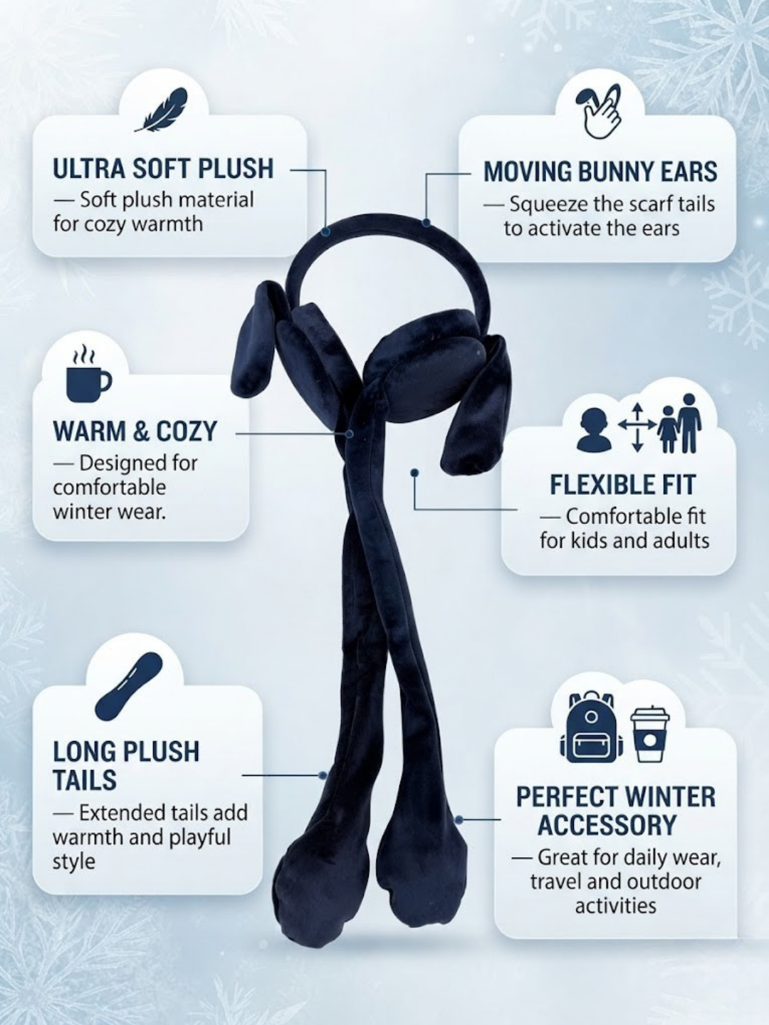 Cdeck Velvet Winter Earmuffs for Girls & Women, Soft Warm Ear Warmers with Long Tie Design, Free Size