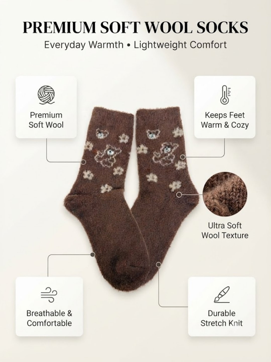 Cdeck Women’s Soft Wool Socks | Warm, Cozy & Comfortable Socks for Women