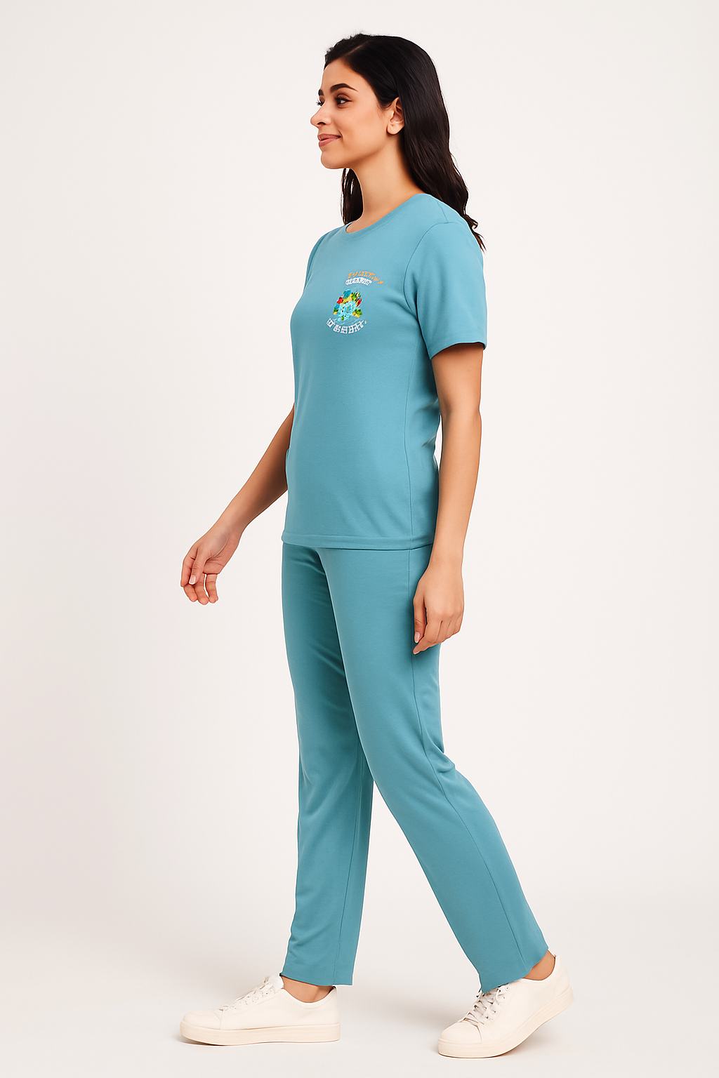 Cdeck Women’s Co-ord Set | Comfortable Printed T-Shirt & Track Pants Set | Stylish Casual Two-Piece Outfit for Women