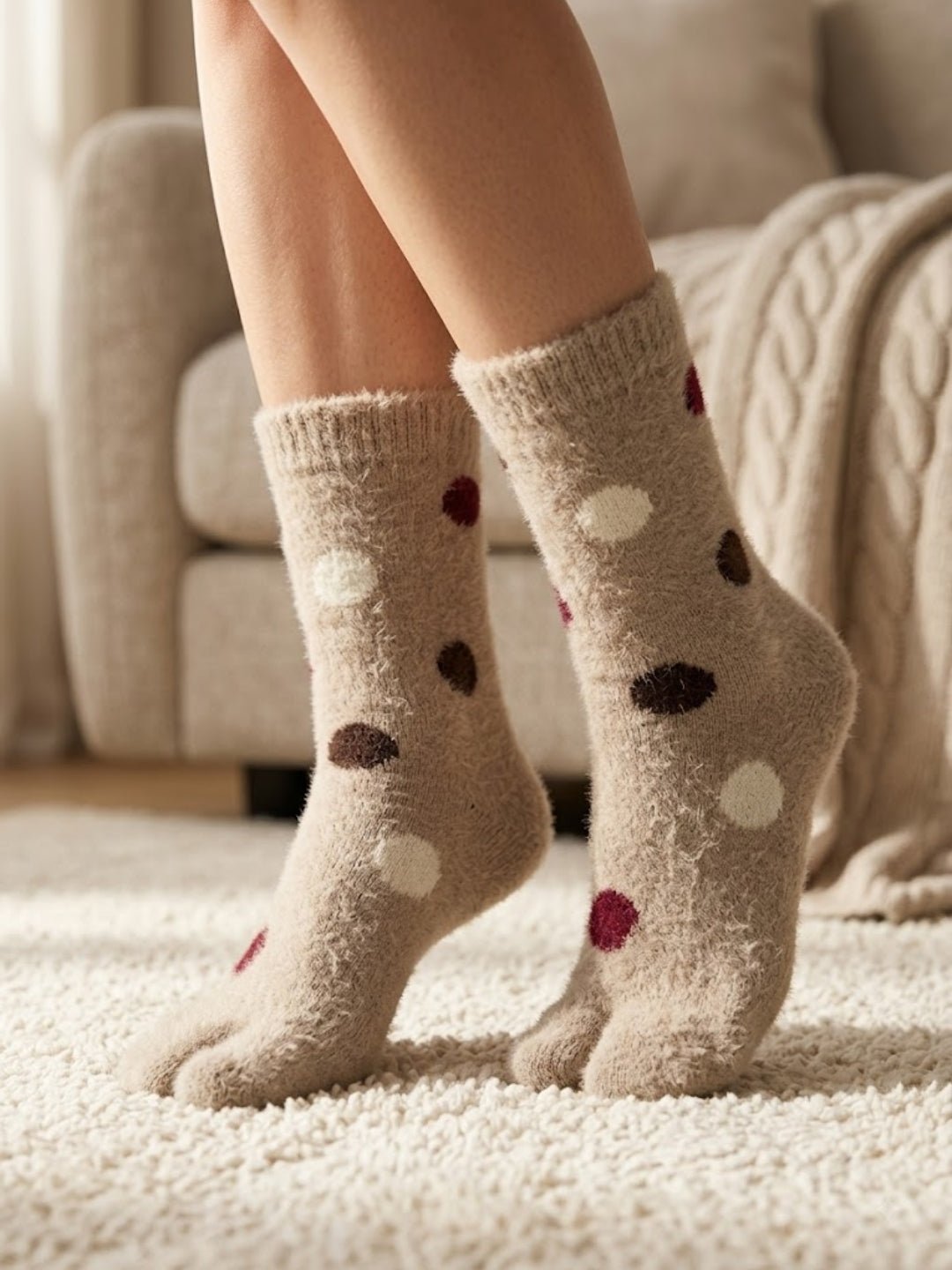 Cdeck Warm Socks for Women & Girls | Soft Cozy Comfortable Everyday Home Wear | Beige