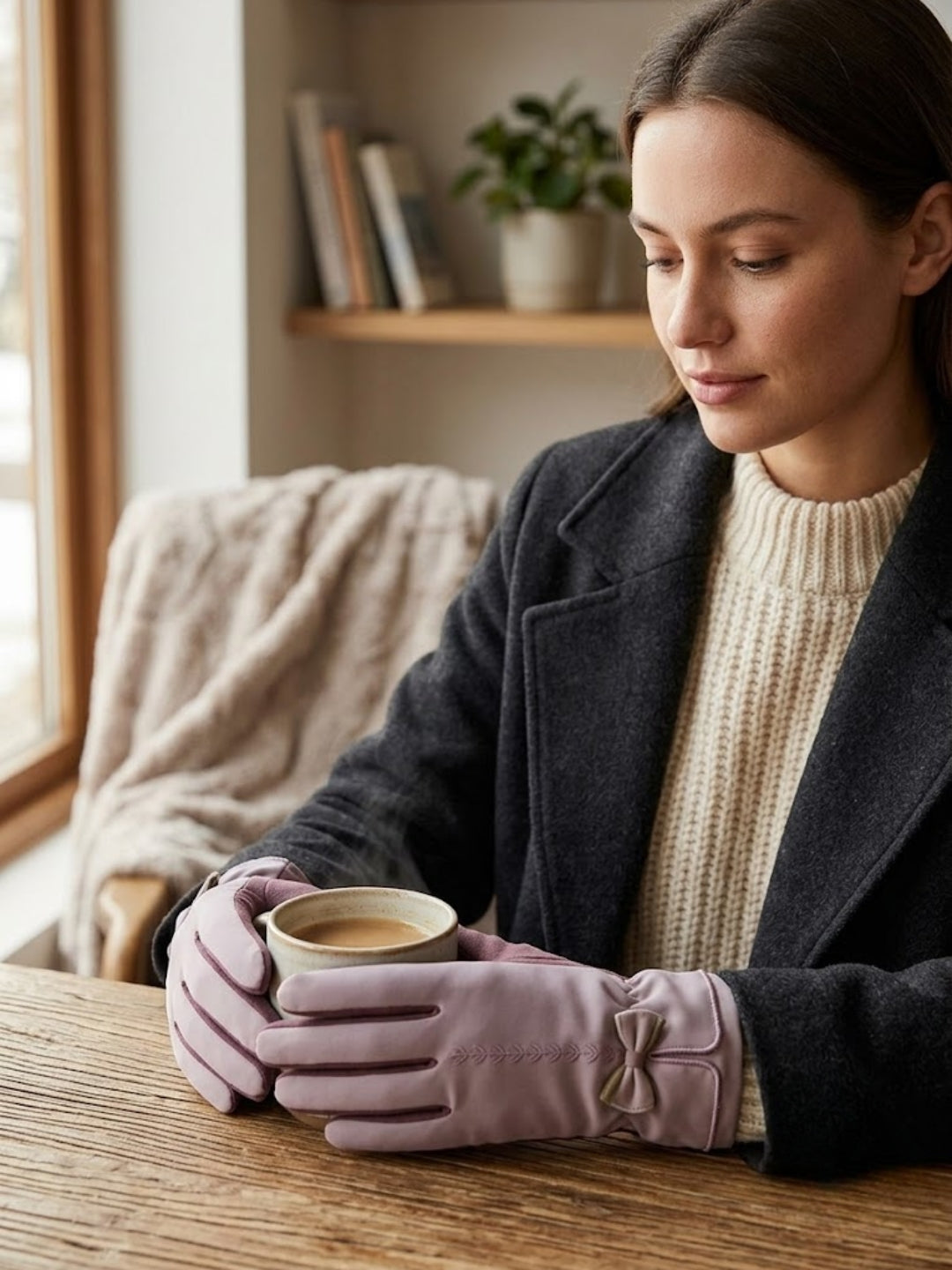 Cdeck Women’s Woolen Gloves | Warm & Stylish | Screen Friendly | Full-Finger | Free Size | Pink