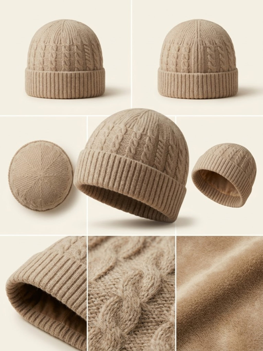 Cdeck Men’s Winter Woolen Cap | Ribbed Knit Beanie | Free Size | Soft & Warm | Brown