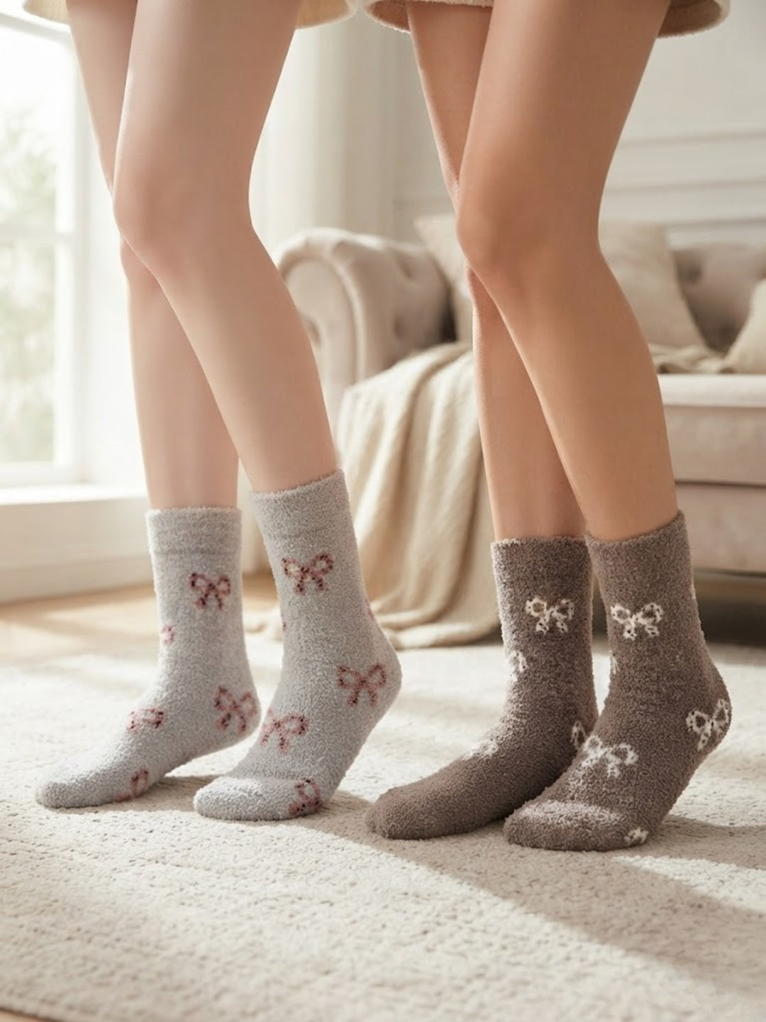 Cdeck Premium Rabbit Hair Wool Socks for Women – Ultra Soft Warm Cozy Fuzzy Mid-Calf Winter Socks 2-Pair Set