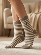 Cdeck Women’s Premium Hair Wool Fuzzy Socks | Soft & Warm Thick Winter Socks | Brown & Cream
