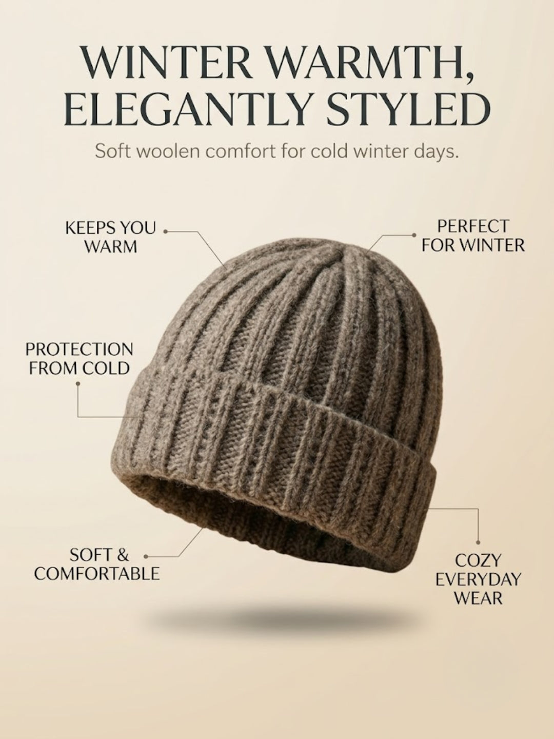 Cdeck Women Woolen Cap | Soft Knitted Winter Beanie for Women | Warm & Stylish Winter Wear | Free Size| Green