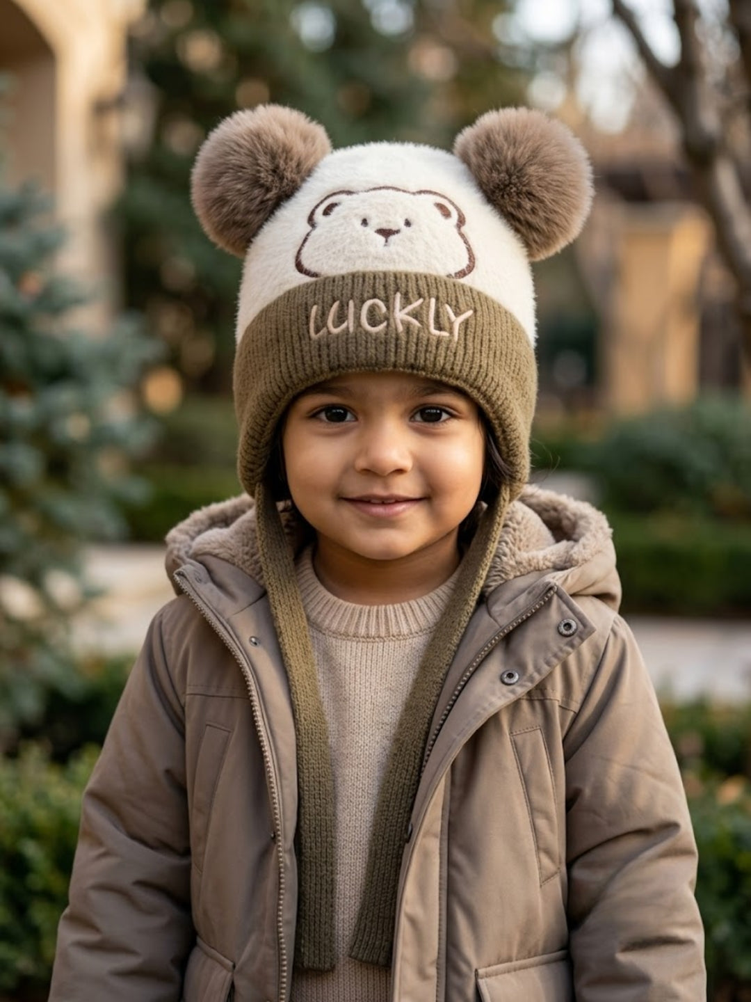 Cdeck Kids Woolen Winter Cap for Boys & Girls | Warm & Comfortable Winter Wear | 2–4 Years | Beige