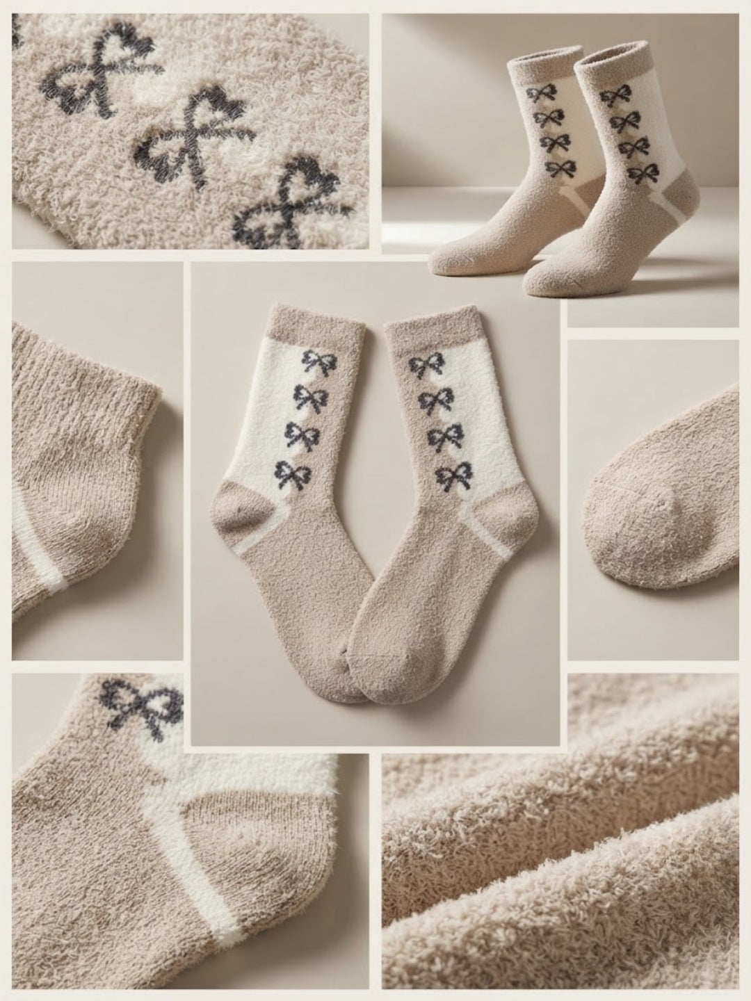 Cdeck Women Premium Hair Wool Socks | Warm & Comfortable | Free Size | Cream & Brown