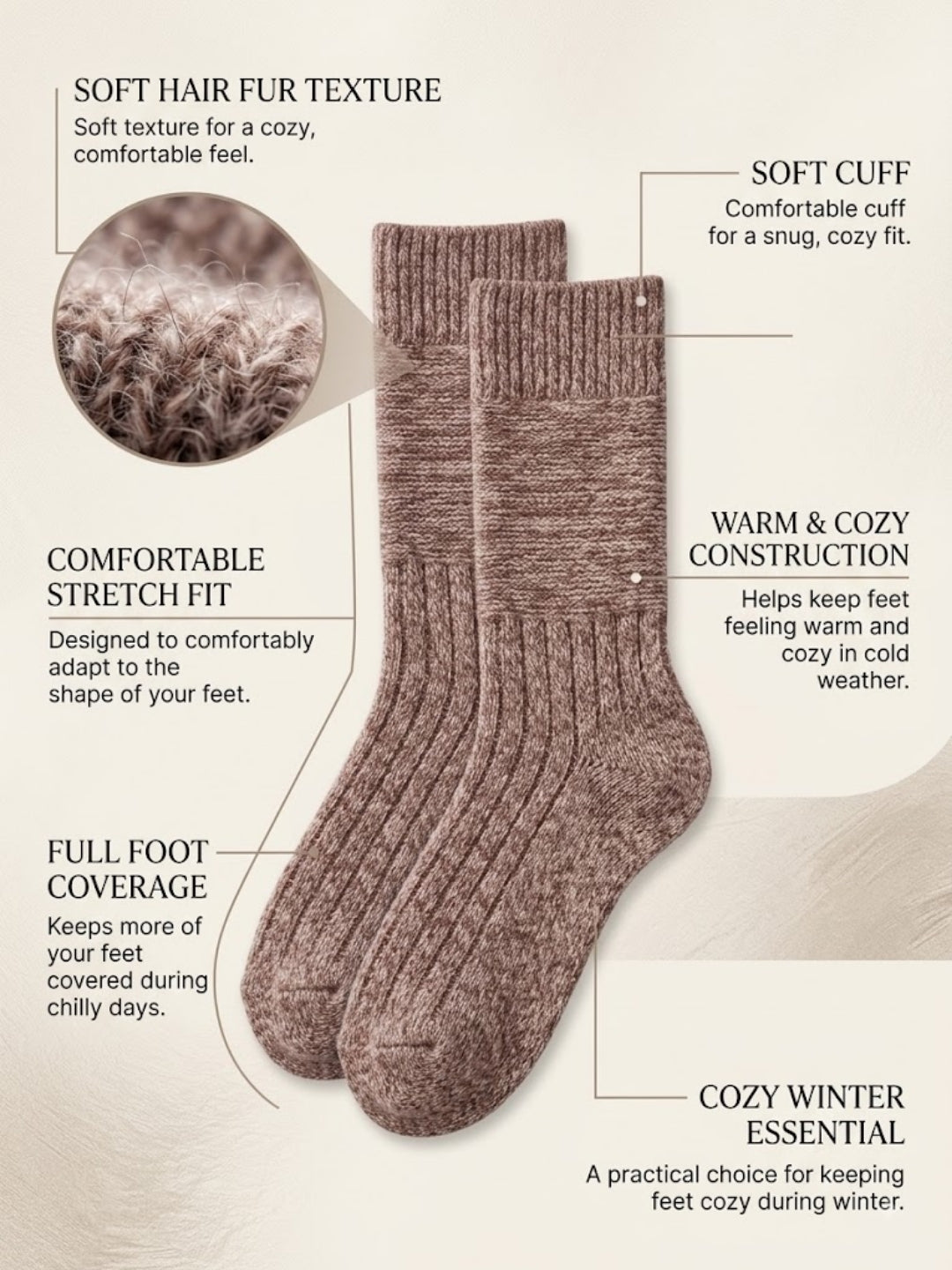 Cdeck Women’s Premium Fuzzy Socks – Soft Warm Winter Socks | Free Size | Brown